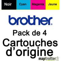 Brother - LC1220VALBP - Pack de 4 cartouches d'encre  noir, jaune, cyan, magenta d'origine - 300 pages 