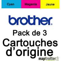  Brother - LC985CMY - Pack de 3 cartouches d'encre couleur: cyan, magenta, jaune - 260 pages 