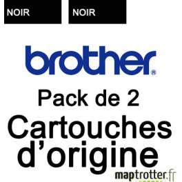  Brother - LC1240BKBP2 - Pack de 2 cartouches d'encre noire d'origine - 2 x 600 pages  