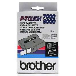 Brother - TX355 - Ruban - 12 mm blanc sur ruban noir laminé (15 m) Brother - TX355 - Ruban - 12 mm blanc sur ruban noir laminé (15 m)