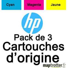 HP - F6U65A - 302 - Pack de 3 cartouches de couleur : cyan, jaune