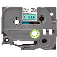 Brother - TZE-751 - Etiquettes - Noir sur Vert - 24 mm - Rouleau (2,4 cm x 8 m) - autocollant laminé