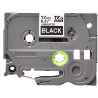 Brother - TZE-335 - Etiquettes - Blanc sur Noir - Rouleau (12 mm x 8 m) - autocollant laminé