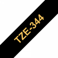 Brother - TZE-344 - Etiquettes - Or sur Noir - Rouleau (18 mm x 8 m) - autocollant laminé