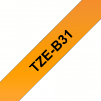 Brother - TZE-B31 - Etiquettes - Noir sur Orange Fluo - 12 mm - Rouleau (1,2 cm x 8 m) - autocollant laminé