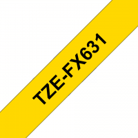 Brother - TZE-FX631 - Etiquettes - Noir sur Jaune - 12 mm - Rouleau (1,2 cm x 8 m) - laminé flexi ID