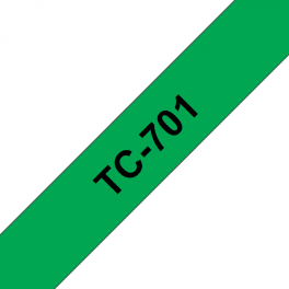Brother - TC701 - 12 mm noir sur ruban vert laminé (7,7 m) Brother - TC701 - 12 mm noir sur ruban vert laminé (7,7 m)