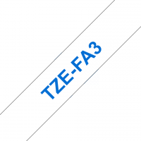 Brother - TZE-FA3 - Etiquettes - Bleu sur Blanc - Rouleau (12 mm x 3 m) textile thermocollant