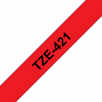 Brother - TZE-421 - Etiquettes - Noir sur Rouge 9 mm - Rouleau (0,9 cm x 8 m) - autocollant laminé