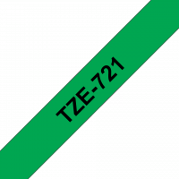 Brother - TZE-721 - Etiquettes - Noir sur Vert - 9 mm - Rouleau (0,9 cm x 8 m) - autocollant laminé
