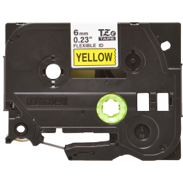 Brother - TZE-FX611 - Etiquettes - Noir sur Jaune 6 mm - Rouleau (0,6 cm x 8 m) - laminé flexi ID