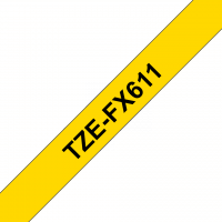 Brother - TZE-FX611 - Etiquettes - Noir sur Jaune 6 mm - Rouleau (0,6 cm x 8 m) - laminé flexi ID