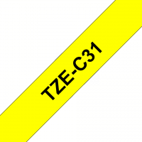 Brother - TZE-C31 - Etiquettes - Noir sur Jaune Fluo 12 mm - Rouleau (1,2 cm x 8 m) - autocollant laminé