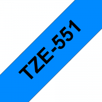 Brother - TZE-551 - Etiquettes - Noir sur Bleu - 24 mm - Rouleau (2,4 cm x 8 m) - autocollant laminé