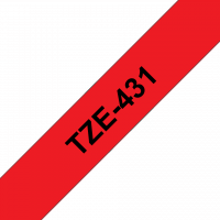 Brother - TZE-431 - Etiquettes - Noir sur Rouge 12 mm - Rouleau (1,2 cm x 8 m) - autocollant laminé