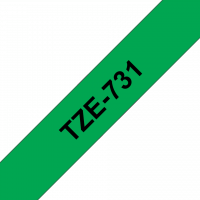 Brother - TZE-731 - Etiquettes - Noir sur Vert 12 mm - Rouleau (1,2 cm x 8 m) - autocollant laminé