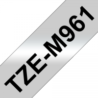 Brother - TZE-M961 - Etiquettes - Noir sur Argent Mat 36 mm - Rouleau (3,6 cm x 8 m) - métallique laminé