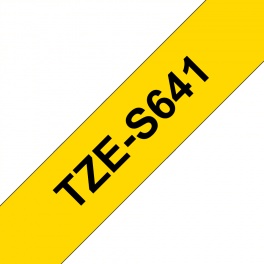 Brother - TZE-S641 - Etiquettes - Noir sur Jaune 18 mm - Rouleau (1,2 cm x 8 m) - autocollant laminé Brother - TZE-S641 - Etiquettes - Noir sur Jaune 18 mm - Rouleau (1,2 cm x 8 m) - autocollant laminé