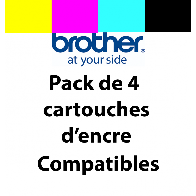 LC-1000VAL - Pack de 4 cartouches d'encre Maptrotter compatible Brother, B/C/M/Y, 500/ 400/400/400 pages 