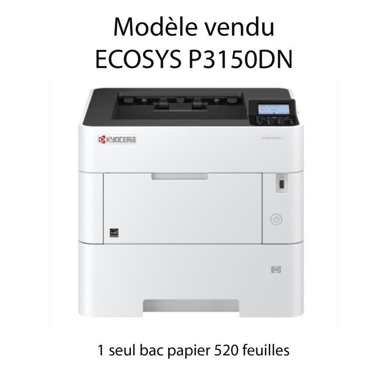 Kyocera - ECOSYS P3150DN - Imprimante noir et blanc - A4 - recto verso - réseau - 50 ppm Kyocera - ECOSYS P3150DN - Imprimante noir et blanc - A4 - recto verso - réseau - 50 ppm