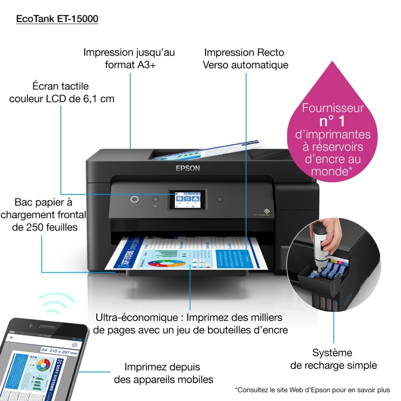 8 Recharges 102 Compatibles pour imprimantes Epson Ecotank - 2 Noir +