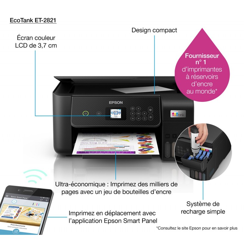 4 Cartouches Compatibles pour Epson EcoTank ET-2815, ET-2820, ET-2821,  ET-2825, ET-2826, ET-4700 remplace Epson 104 - T3AZUR - La Poste