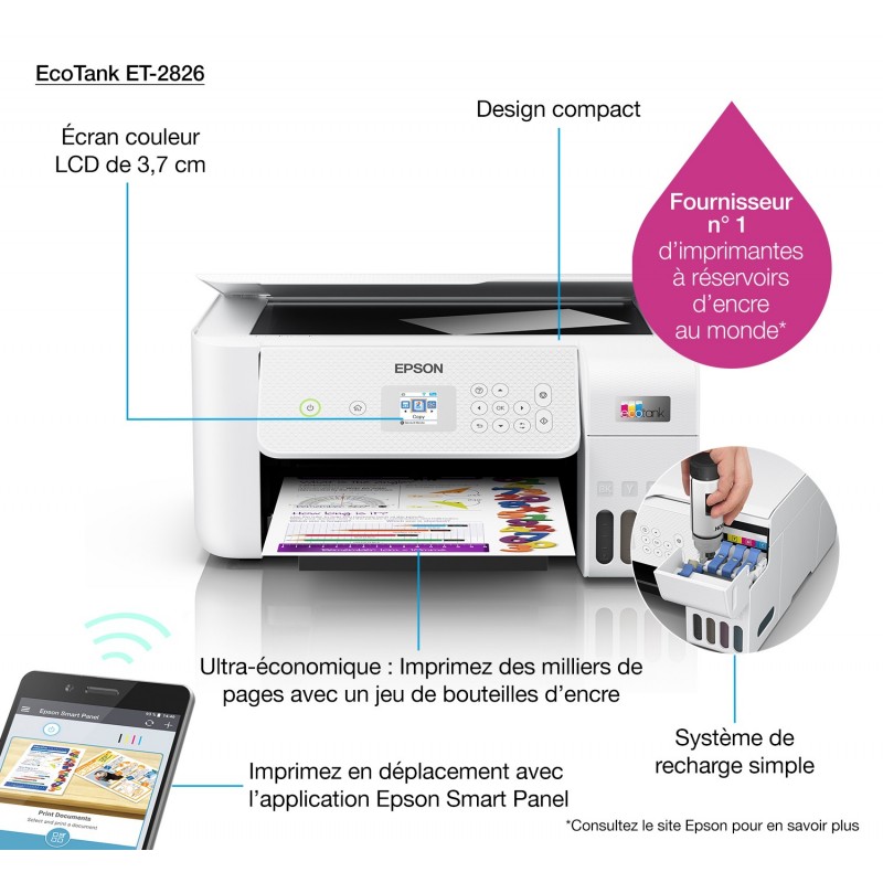 Bouteille d'encre Remplacement pour Epson EcoTank (4 couleurs)