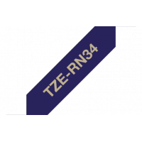 Brother - TZE-RN34 - Etiquettes - Or sur bleu nuit - Rouleau (12 mm x 4 m) - autocollant
