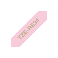 Brother - TZE-RE34 - Etiquettes - Or sur rose - Rouleau (12 mm x 4 m) - autocollant
