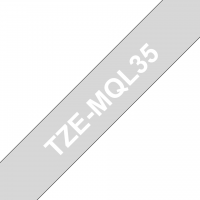 Brother - TZE-MQL35 - Etiquettes - Blanc sur Gris Clair mat - Rouleau (12 mm x 5 m) - laminé autocollant