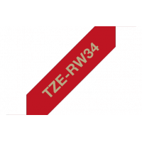 Brother - TZE-RW34 - Etiquettes - Or sur bordeaux - Rouleau (12 mm x 4 m) - tissu non autocollant