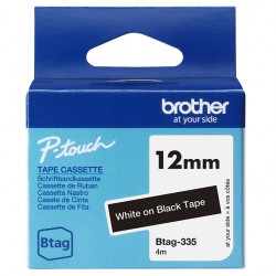 Brother - BTAG335 - BTAG335 12MM WHITE ON BLACK TAPE